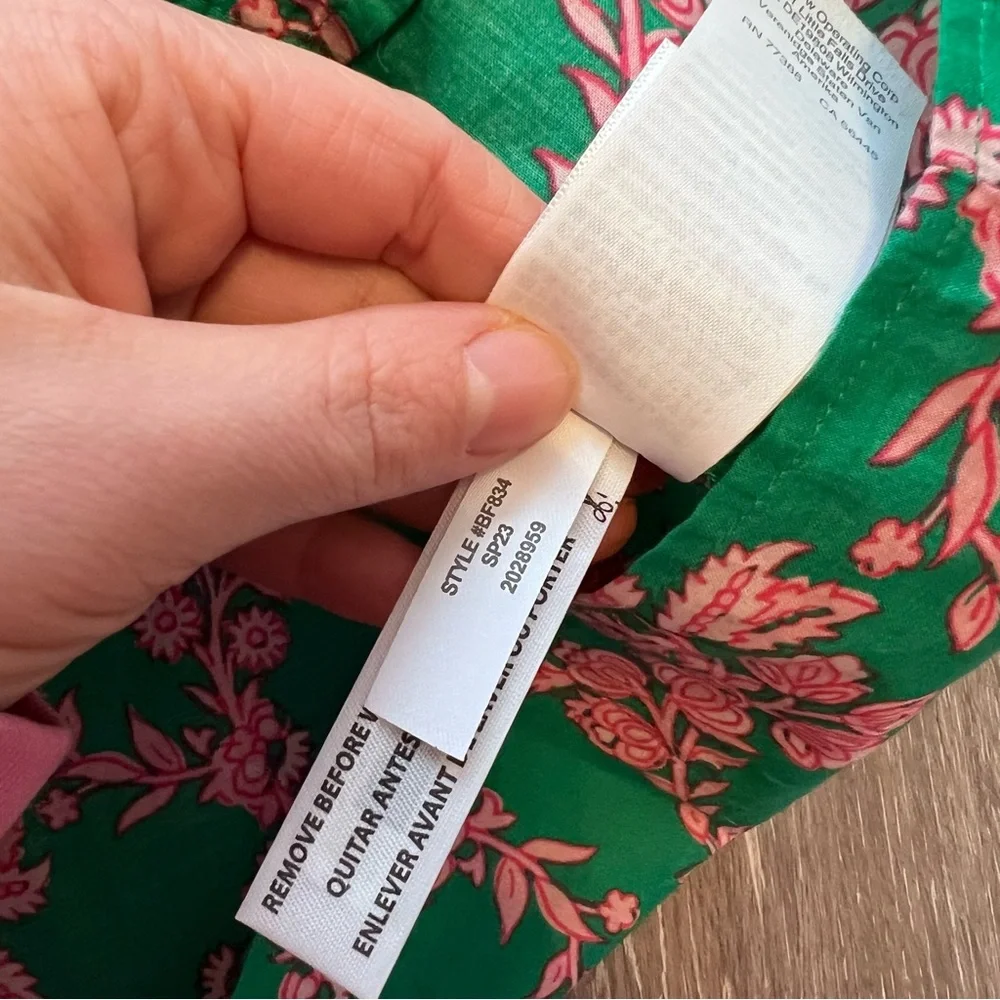 NWT J. Crew ruffle trim sleeveless blouse‎ green and pink floral print button